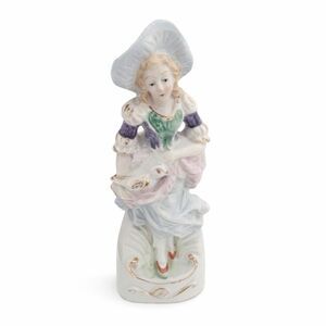 Vintage Japan Porcelain Lady Figurine Hand Painted Victorian Style Gold Trim 8"